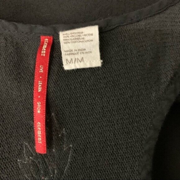 Element Black Sleeveless Mini Dress Medium Boho Floral Festival - Picture 7 of 8